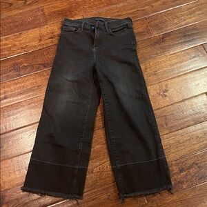 Banana Republic Black Wide Leg Cropped Jeans with frayed hem